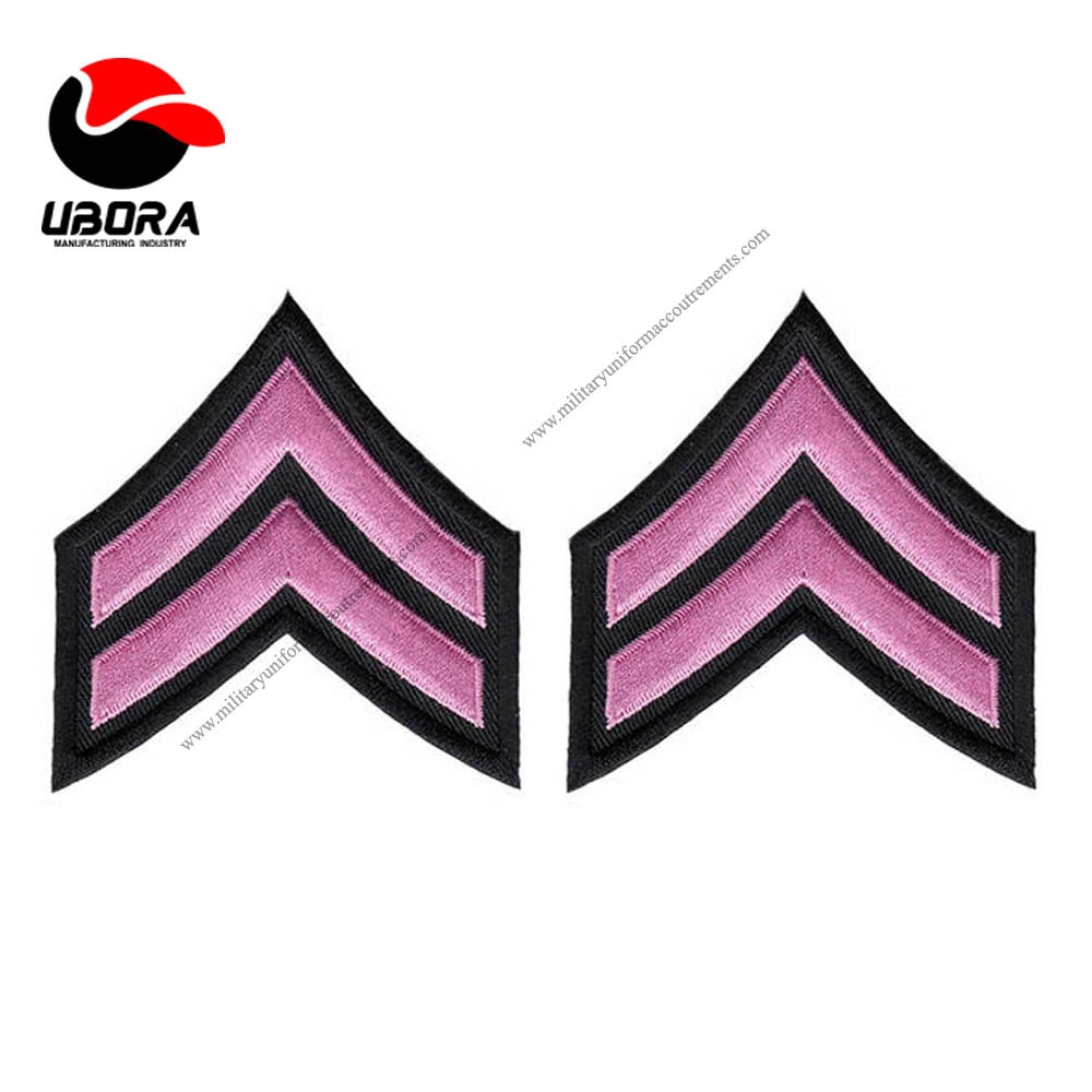 pink color Chevrons - Pink on Black - 3-inch wide - Corporal dress uniform accessories Wholesale 